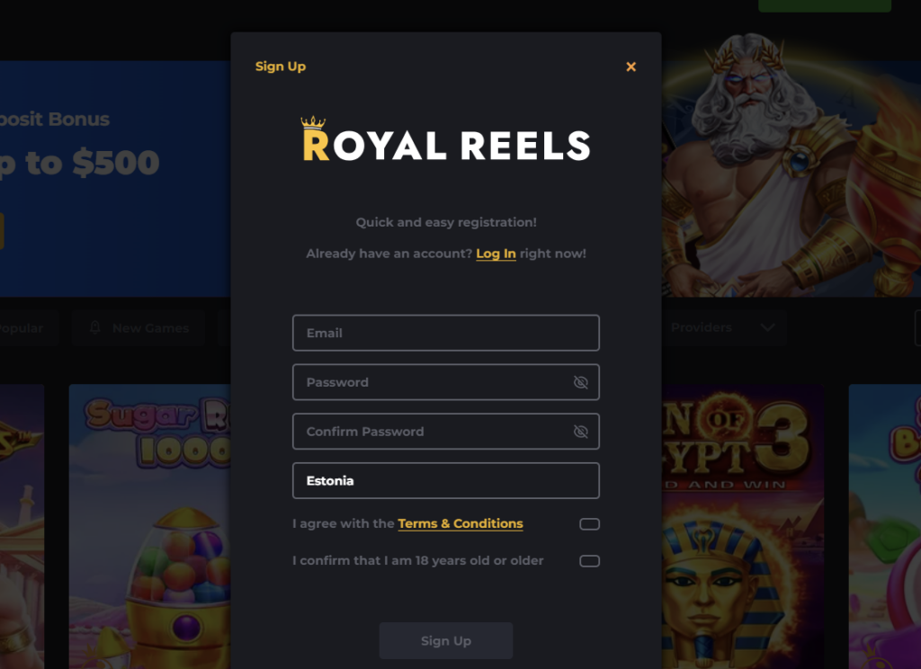 Royal Reels Sign Up